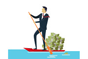 Man and Money in Boat