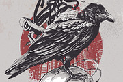 Crow on Skull | Vector Art
