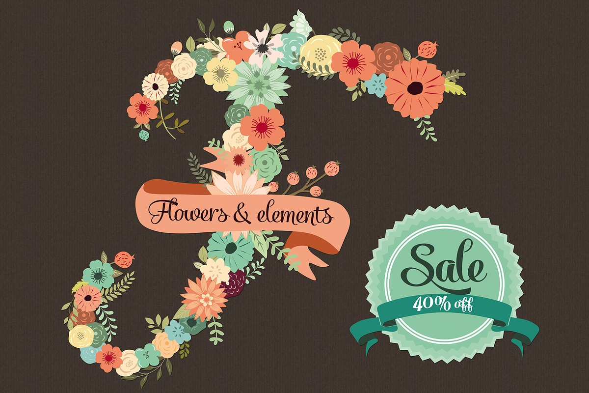 40 % off: Flowers & Floral Elements in Illustrations - product preview 8