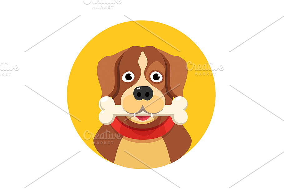 Happy dog with big white bone in Illustrations - product preview 8