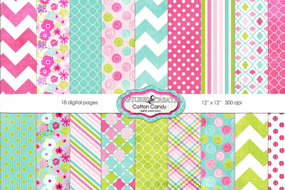 Cotton Candy: Mega Digital Paper in Patterns - product preview 8