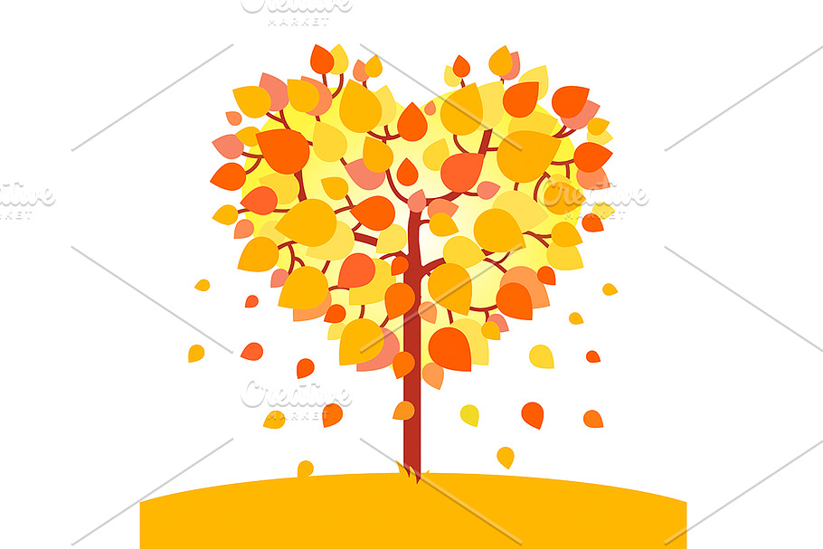 Heart shaped autumn tree in Illustrations - product preview 8