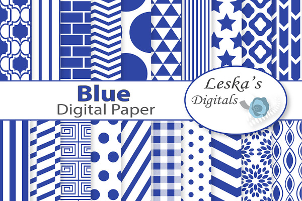 Blue Digital Paper Pack set of 20