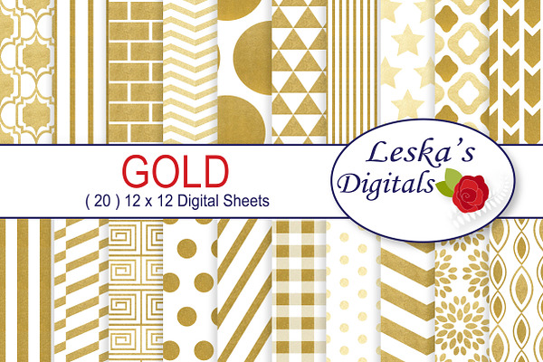 Gold Foil Digital Paper Patterns