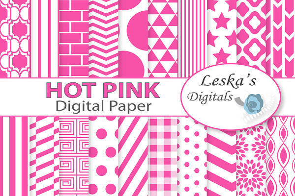 Hot Pink Digital Paper Pack