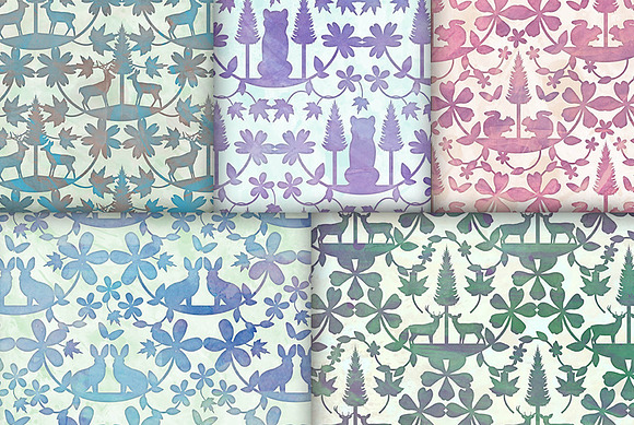 Watercolor Woodland Patterns in Patterns - product preview 1