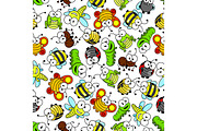 Insects characters seamless pattern