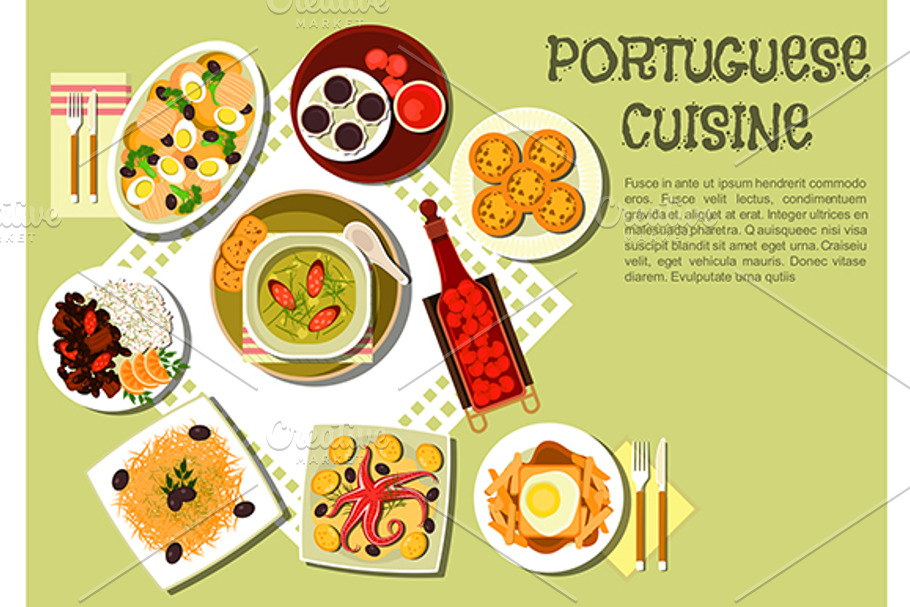 Portuguese cuisine menu icons in Graphics - product preview 8