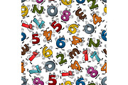 Numbers characters seamless pattern