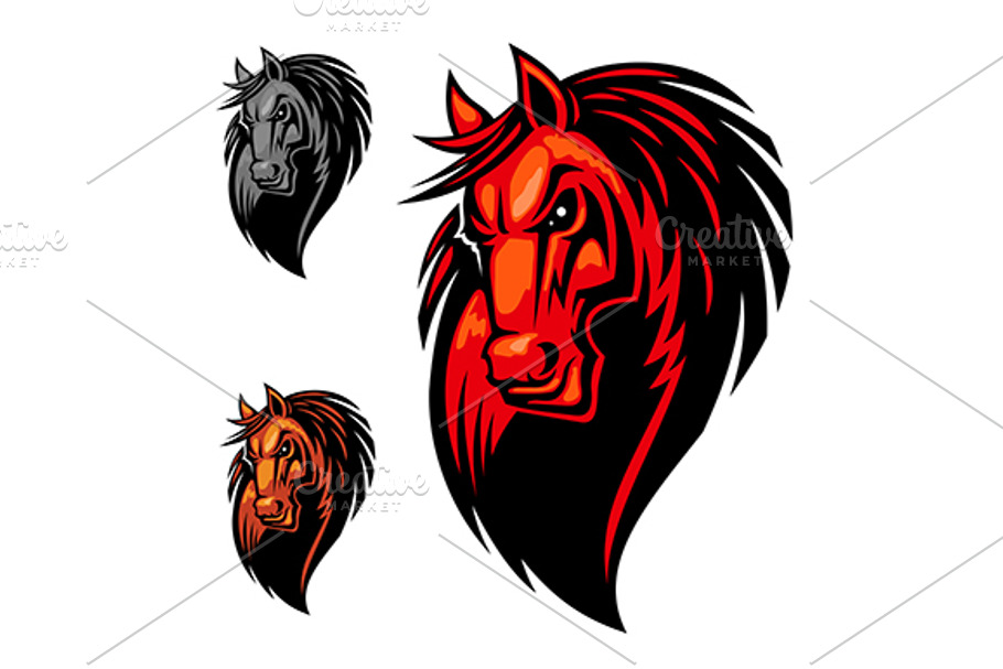 Wild angry horse head in Graphics - product preview 8