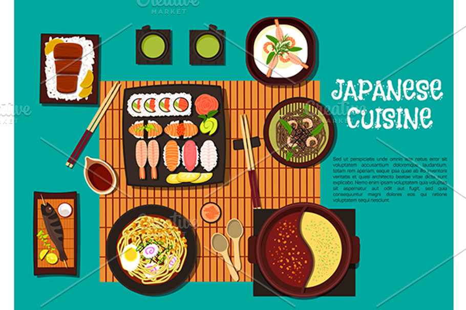 Traditional japanese cuisine dishes in Graphics - product preview 8