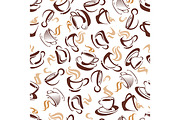 Seamless brown cups pattern