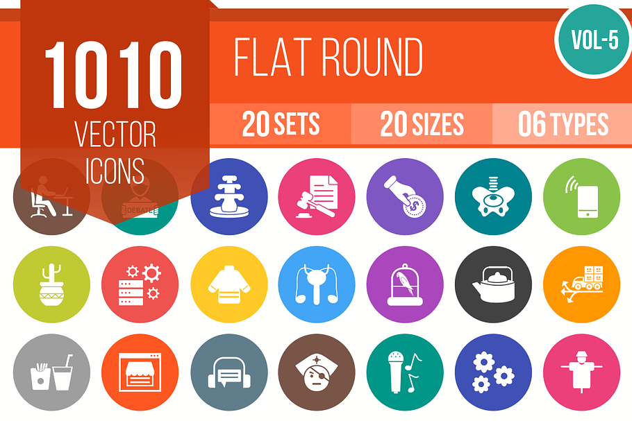 1010 Flat Round Icons (V5)