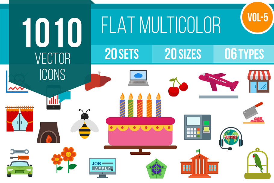 1010 Flat Multicolor Icons (V5)