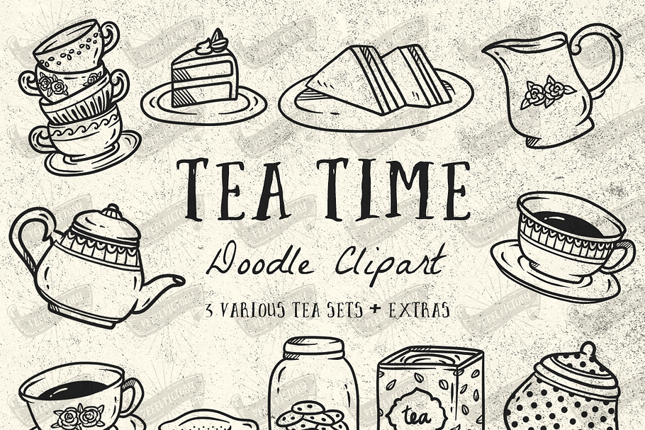 Doodle Tea Time Clip Art in Objects - product preview 8