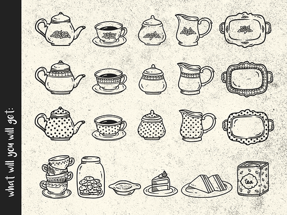 Doodle Tea Time Clip Art in Objects - product preview 1