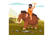 Stone age man riding mammoth