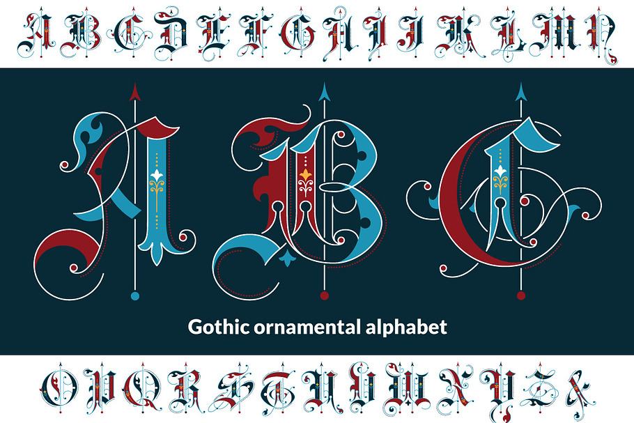 Gothic ornamental alphabet in Gothic Fonts - product preview 8