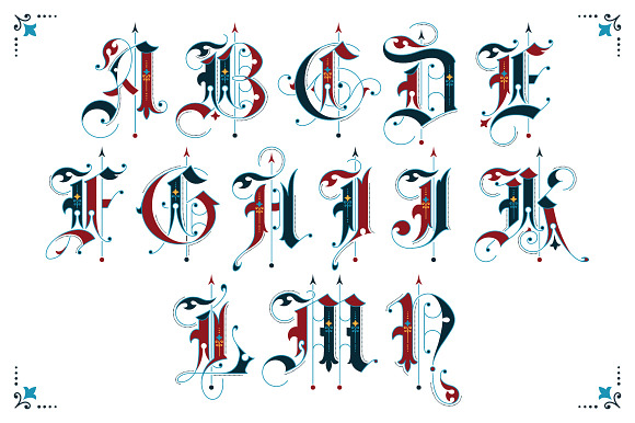 Gothic ornamental alphabet in Gothic Fonts - product preview 1