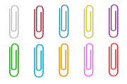 Colorful paper clips set. 