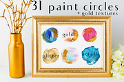 acrylic circles+gold glitter PNG