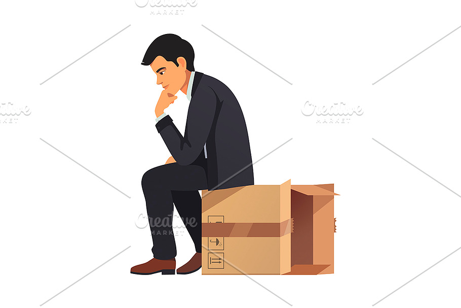 Businessman thinking outside the box in Illustrations - product preview 8