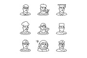People professions faces icons