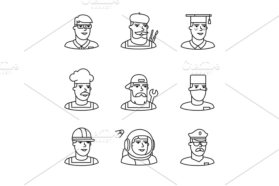 People professions faces icons in Icons - product preview 8
