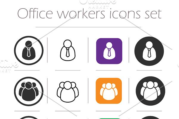 Office workers icons set. Vector
