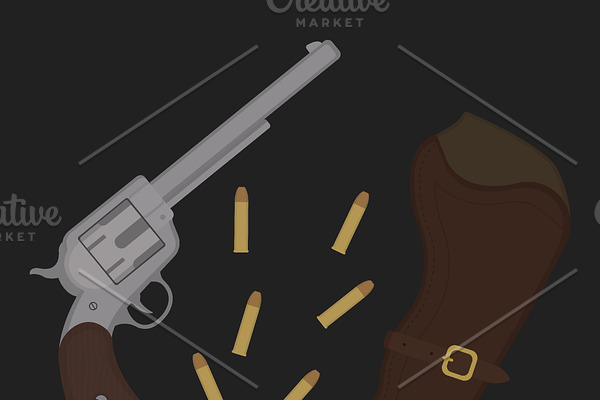 Wild west revolver icon. Vector
