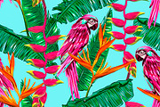 Jungle pattern with parrots