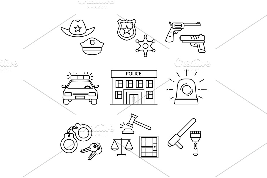 Police building, car, court in Car Icons - product preview 8