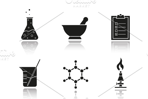 Chemical laboratory icons. Vector