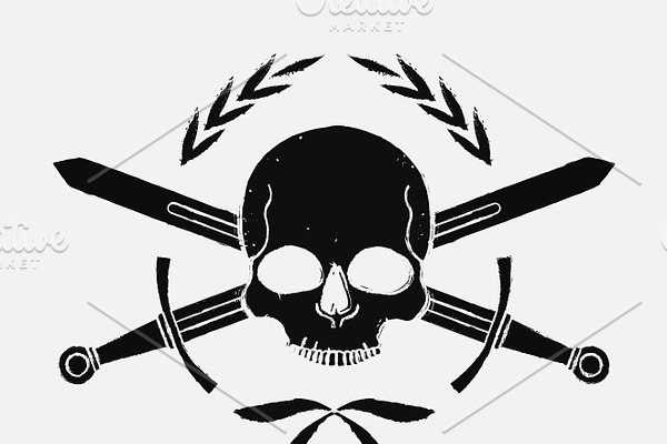 Skull and crossed sword icon. Vector