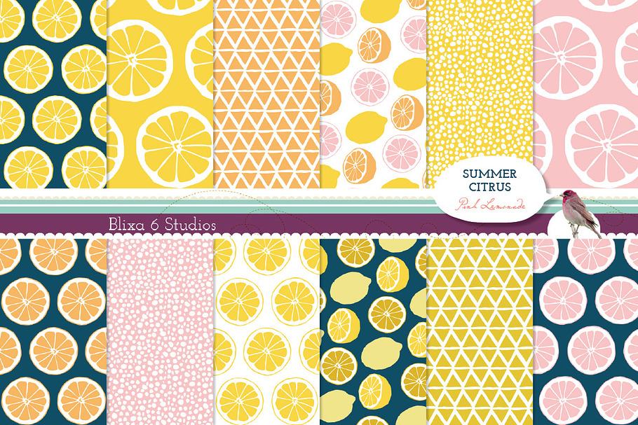 Summer Citrus Digital Lemon Patterns in Patterns - product preview 8
