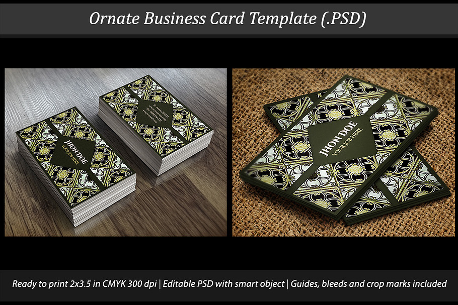Ornate Business Card Template Mockup