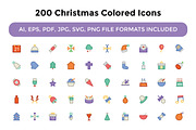 200 Christmas Colored Icons