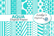 Aqua Digital Paper Pack