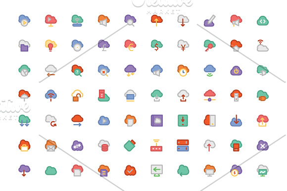 125+ Cloud Computing Colored Icons in Graphics - product preview 1