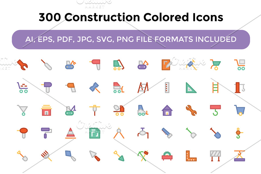 300 Construction Colored Icons