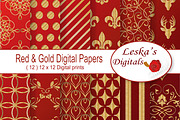 Gold and Red Digital Paper