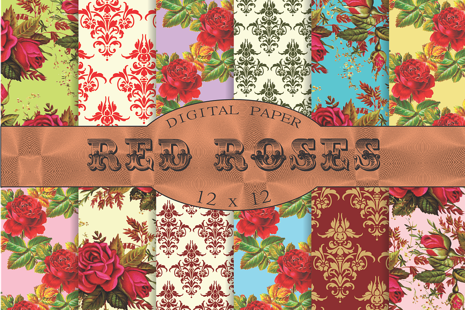 Red roses floral patterns