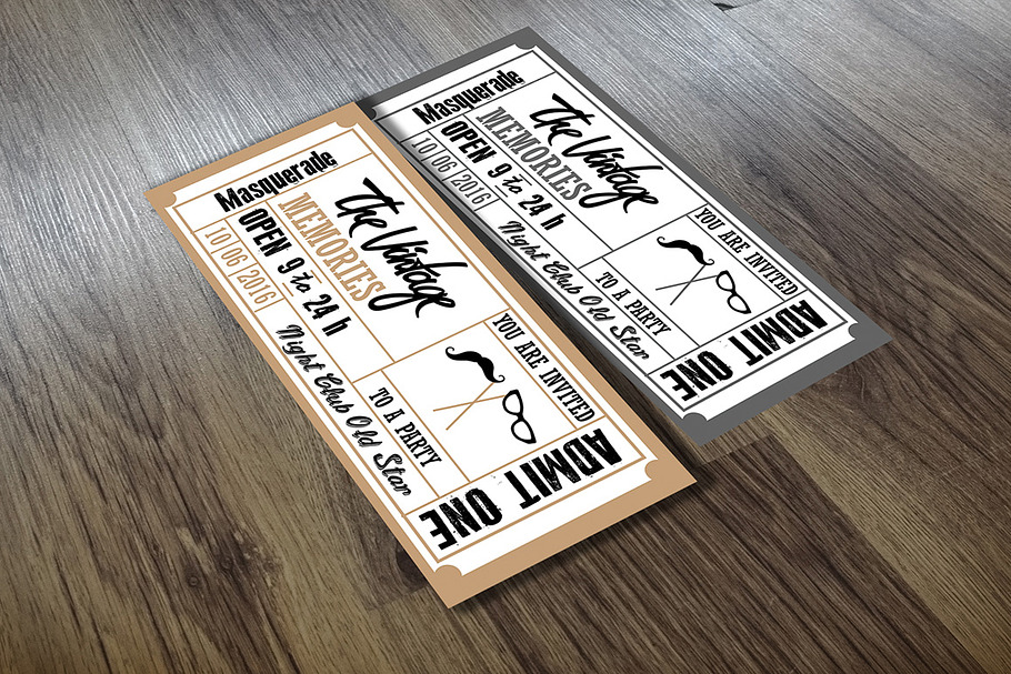 Vintige Tickets 2 Colors in Card Templates - product preview 8