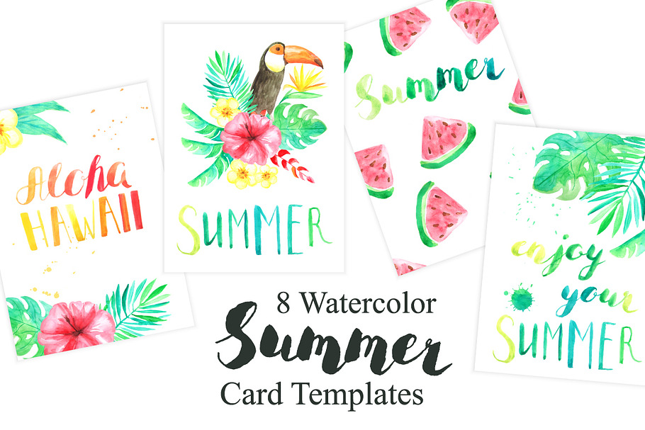 Tropical Card Templates Set