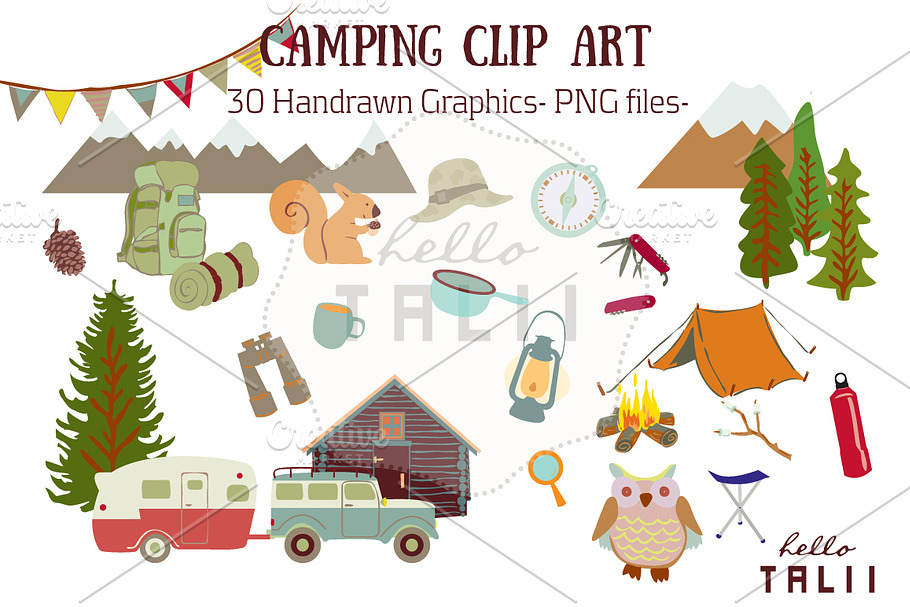 Camping Clip Art in Illustrations - product preview 8