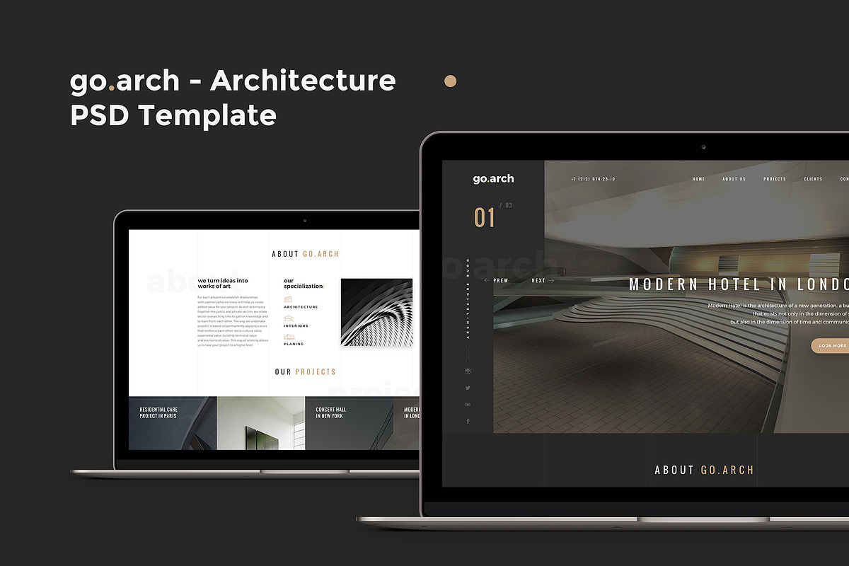 go.arch - Architecture PSD Template in Landing Page Templates - product preview 8