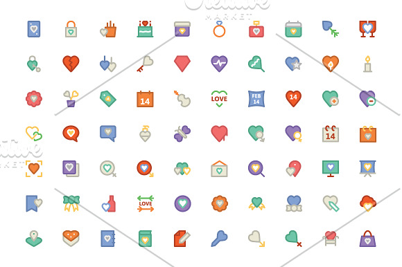 250 Love and Romance Colored Icons in Graphics - product preview 1