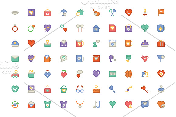 250 Love and Romance Colored Icons in Graphics - product preview 2