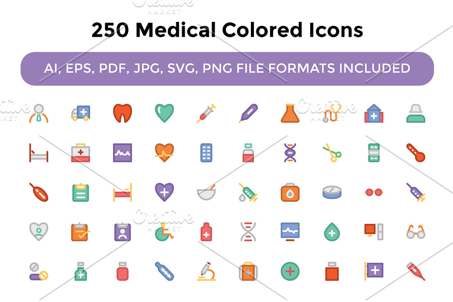 250 Medical Colored Icons