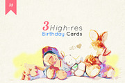 3 High-res Birthday Cards